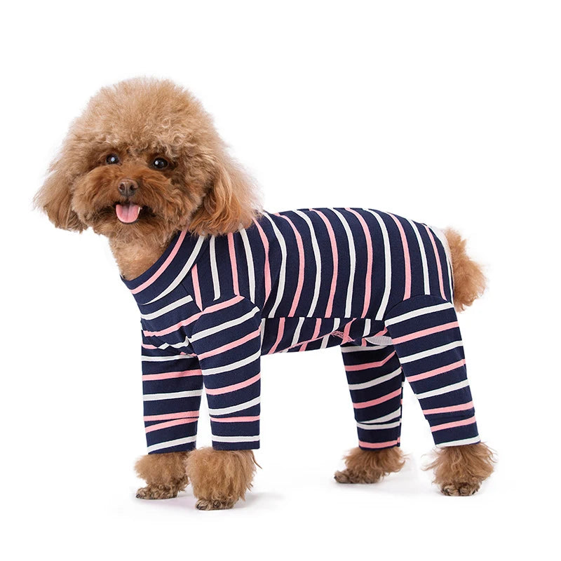 Pijama de algodón ajustable con rayas para perros pequeñosRopaAnimals & Pet Supplies > Pet Supplies > Pet Apparel