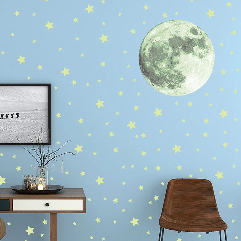 Pegatinas luminosas de pared de luna y estrellasAdhesivos