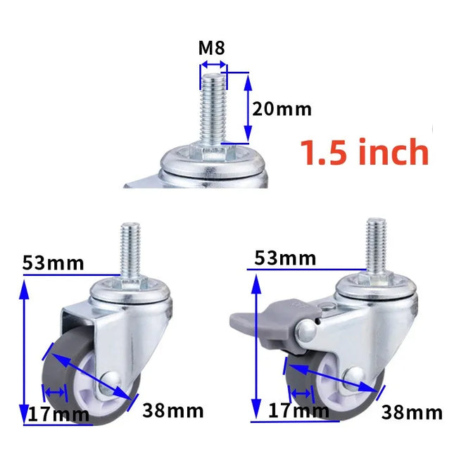 Roulettes de meubles 4 pièces