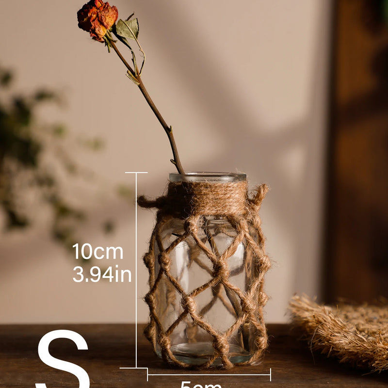 Jarrón rústico de vidrio con cuerda de cáñamoJarronesHome & Garden > Decor > Vases