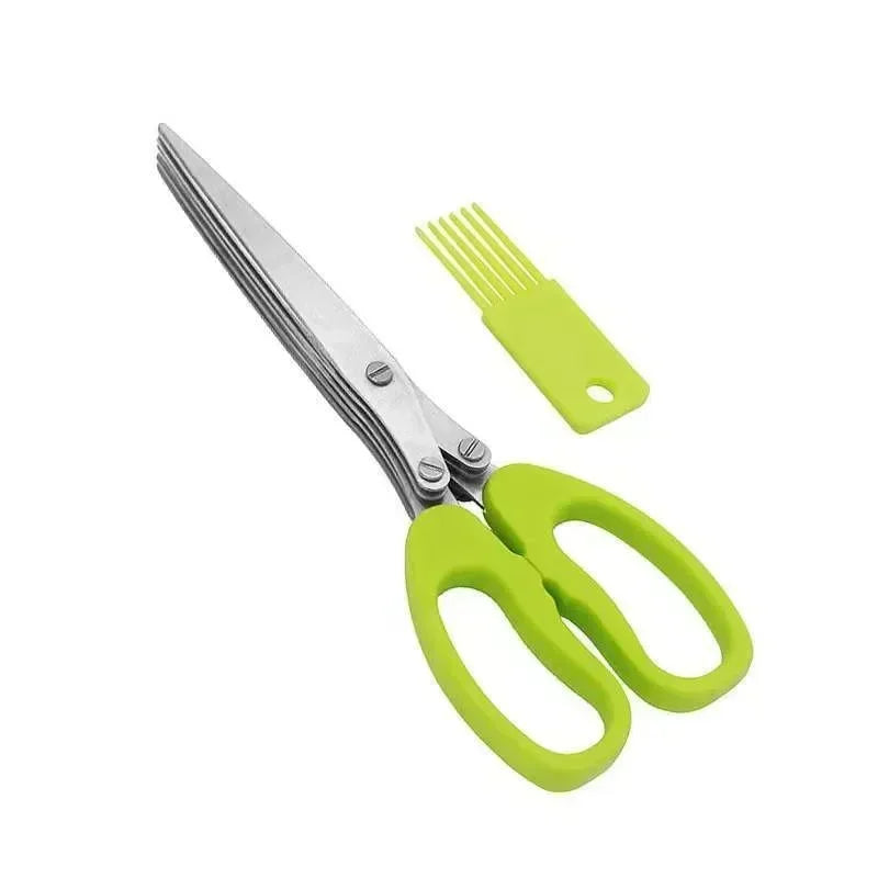 Tijeras de cocina multifuncionales de 5 hojas | Cortador de hierbas y cebollino en acero inoxidableTijerasHome & Garden > Kitchen & Dining > Kitchen Tools & Utensils > Kitchen Shears