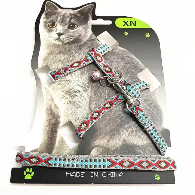 Conjunto de arnés y correa de nailon para gatos