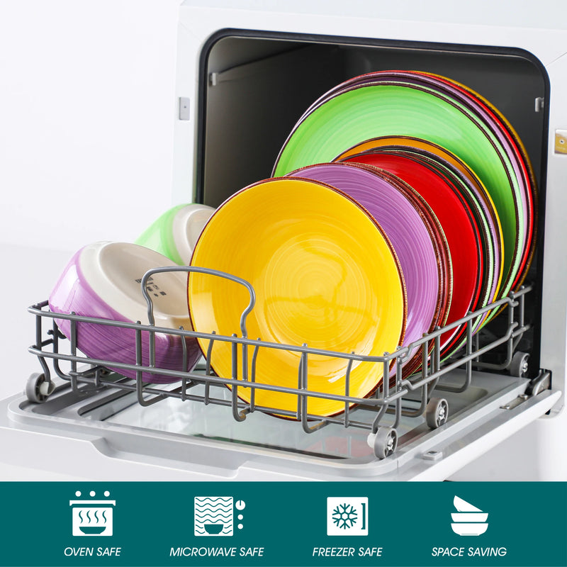 Juego de vajilla de cerámica multicolor 16/32 piezas pintadas a mano con platos y cuencosVajillas completasHome & Garden > Kitchen & Dining > Tableware > Dinnerware > Dinnerware Sets