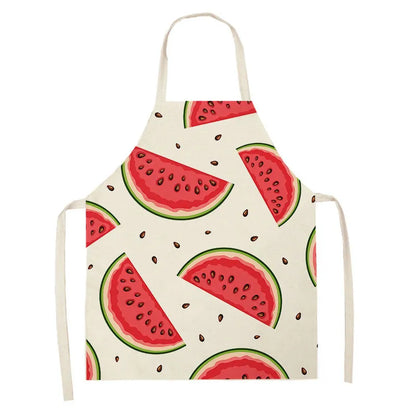 Cotton and Linen Fruit Pattern Kitchen Apron for Adults