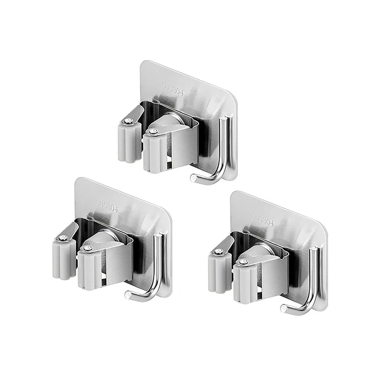 Soporte de acero inoxidable para mopas montado en paredSoportesHome & Garden > Household Supplies > Storage & Organization > Storage Hooks & Racks