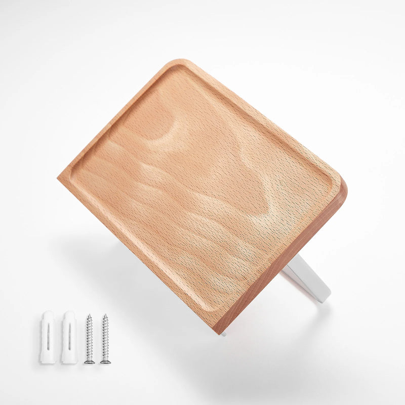 Soporte de papel higiénico montado en la pared de madera con estanteSoportes para papel