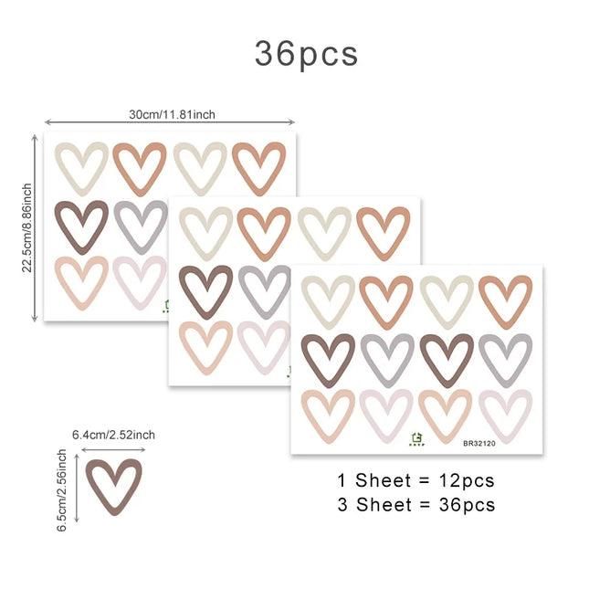 Colorful Hearts Wall Stickers