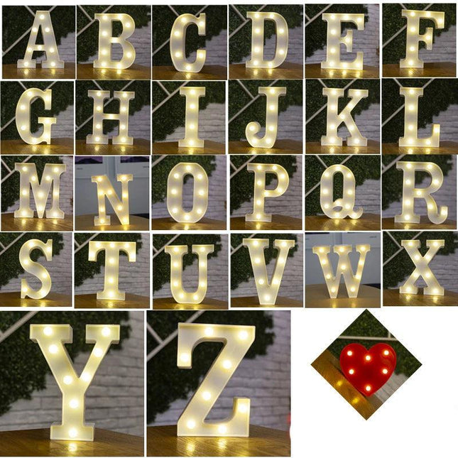 Lumières LED décoratives en forme de lettres blanches