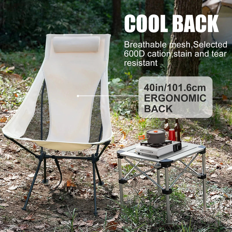 Silla de camping plegable con reposacabezas | Aluminio y tejido 600D, ligera y resistenteSillas plegablesFurniture > Outdoor Furniture > Outdoor Seating > Outdoor Chairs > Folding Chairs
