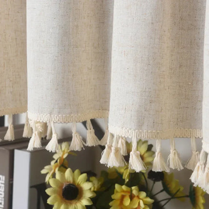 Short linen effect kitchen curtains