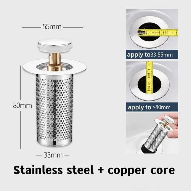 Stainless Steel Pop-Up Drain Strainer