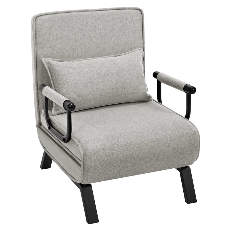 Sillón cama 3-en-1 plegable de lino | respaldo 5 posiciones, cojín extraíble y estructura metálica (150 kg)SillonesFurniture > Chairs > Chaises > Armless Chaises