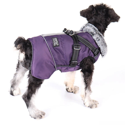 Chaqueta de invierno impermeable con arnés y reflectante para perros