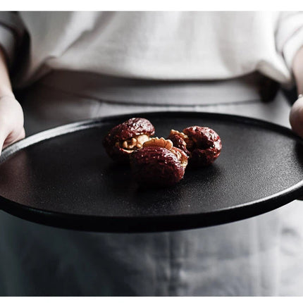 Plato de cena de cerámica negra de estilo japonés