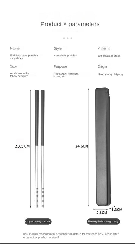 Palillos portátiles de acero inoxidable con estuche de almacenamientoCubiertos