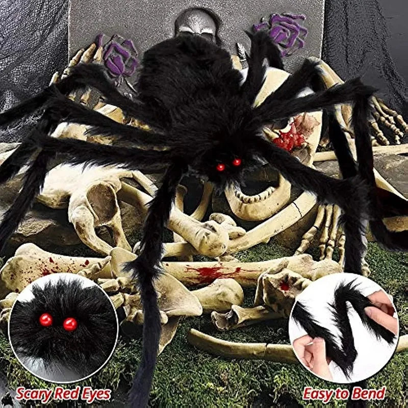 Araña de peluche negra gigante para decoraciones de exteriores