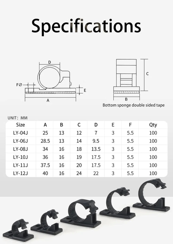 Organizador de cables autoadhesivo negro pack 20 unidadesBridasElectronics > Electronics Accessories > Cable Management > Cable Clips