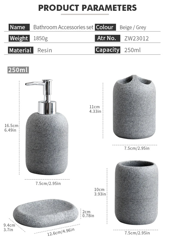 Set 5 piezas de accesorios para bañoDispensadores de jabónHome & Garden > Bathroom Accessories > Bathroom Accessory Sets