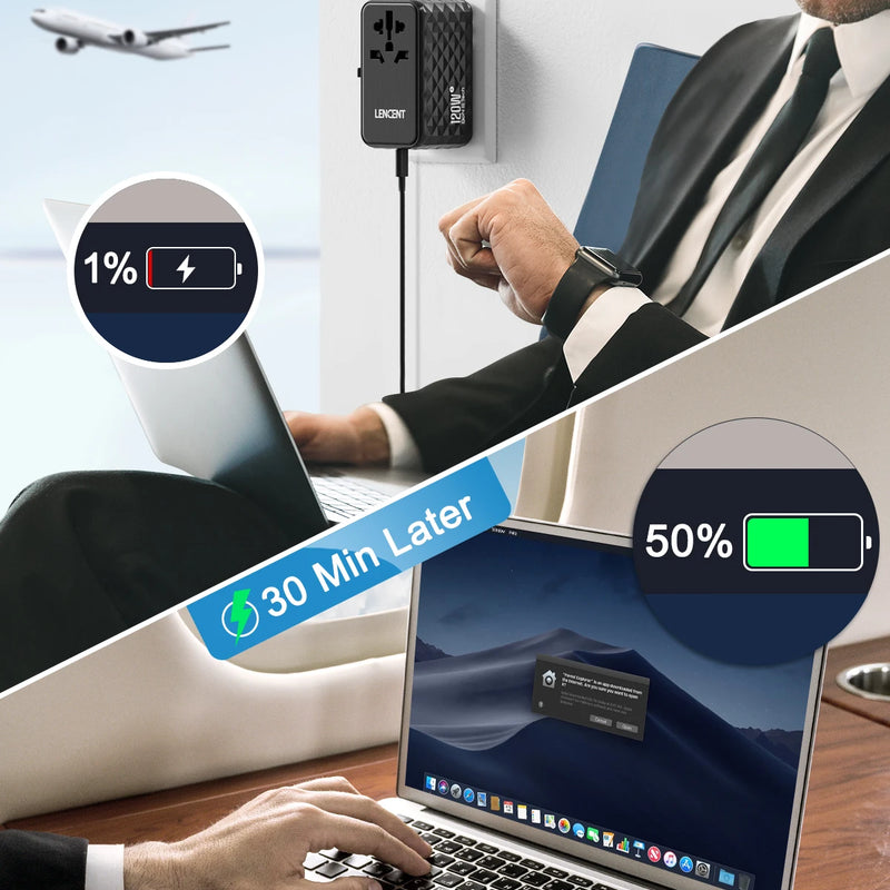 Adaptador de viaje universal GaN 120 W con 3 USB-C, 1 USB-A y toma AC (EU/UK/US/AUS)RegletasElectronics > Electronics Accessories > Power > Power Adapters & Chargers