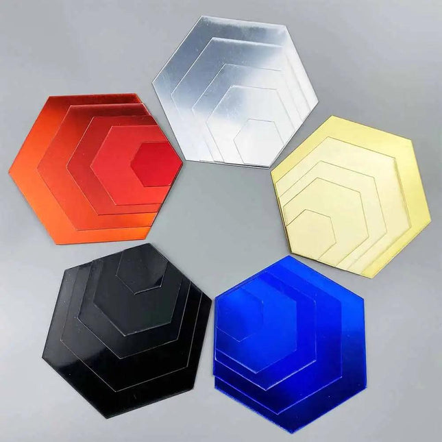 Autocollants muraux miroir acrylique hexagone