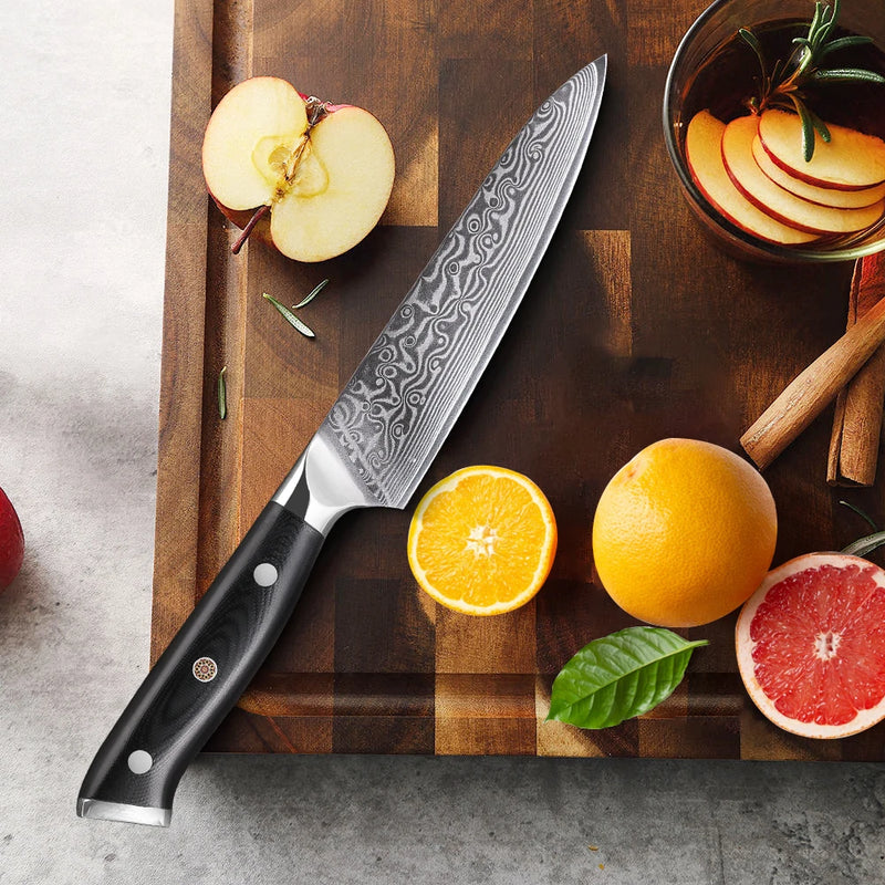 Cuchillo utilitario de 5 pulgadas de acero Damasco VG10 con mango G10CuchillosHome & Garden > Kitchen & Dining > Kitchen Tools & Utensils > Kitchen Knives