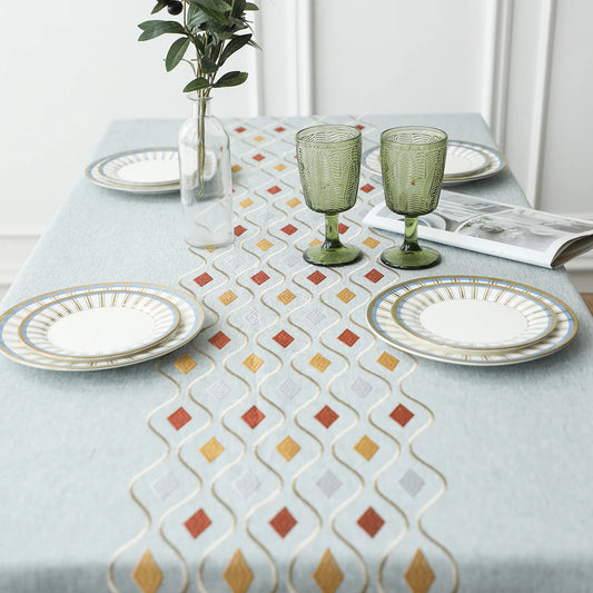 Rectangular linen tablecloth in pastel colors