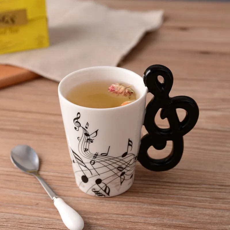 Taza de Cerámica 250ml con Notas Musicales y Asa en Forma de InstrumentoTazasHome & Garden > Kitchen & Dining > Tableware > Drinkware > Coffee & Tea Cups