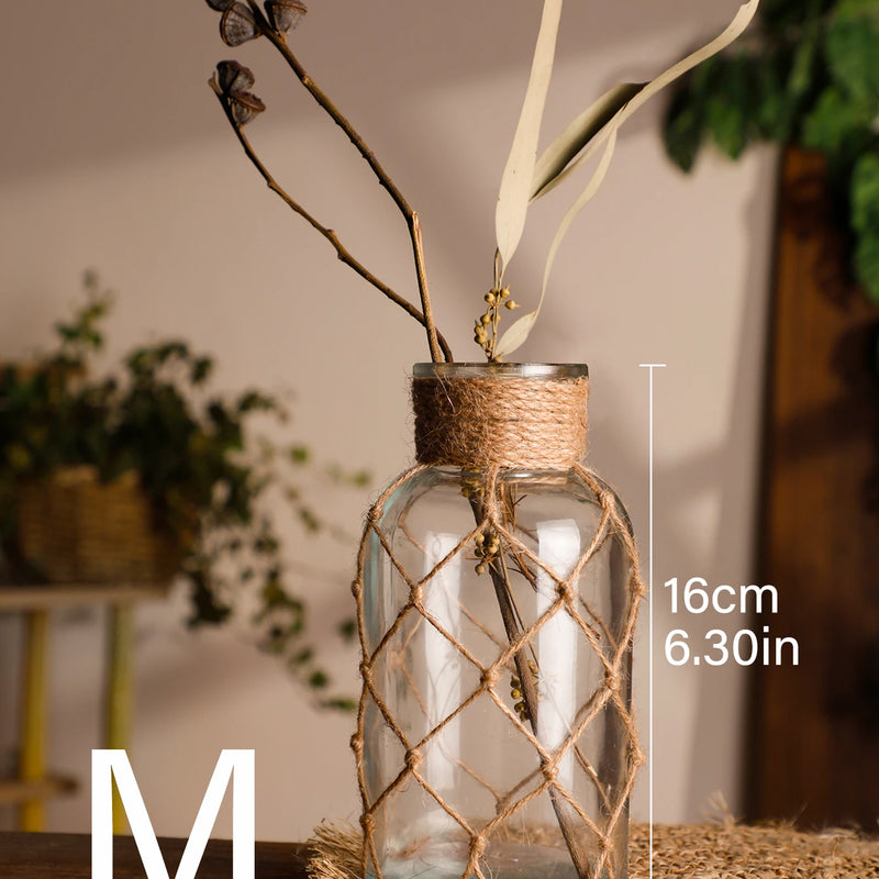 Jarrón rústico de vidrio con cuerda de cáñamoJarronesHome & Garden > Decor > Vases