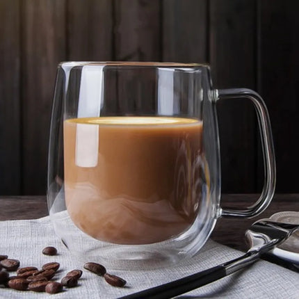 Tasse en verre borosilicaté double résistant à la chaleur