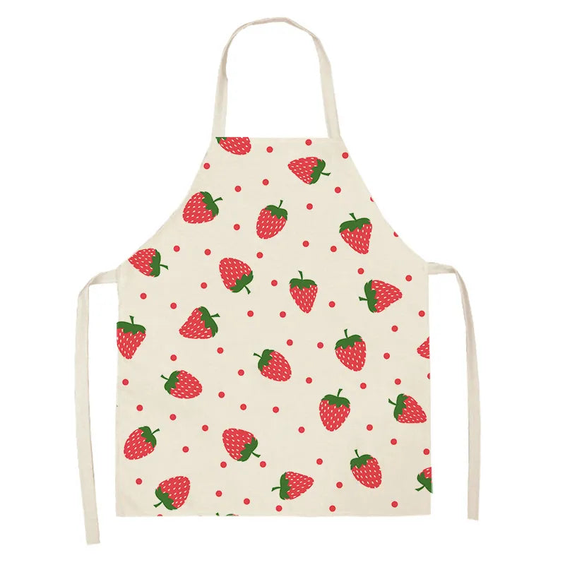 Cotton and Linen Fruit Pattern Kitchen Apron for Adults