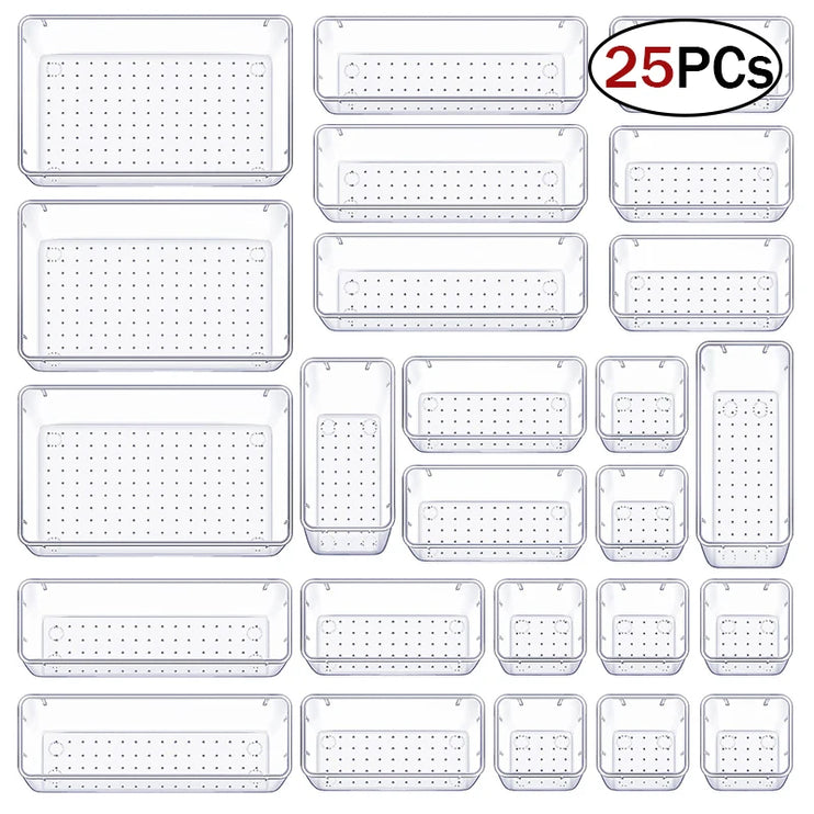 Juego de organizadores de plástico transparentes para cajones