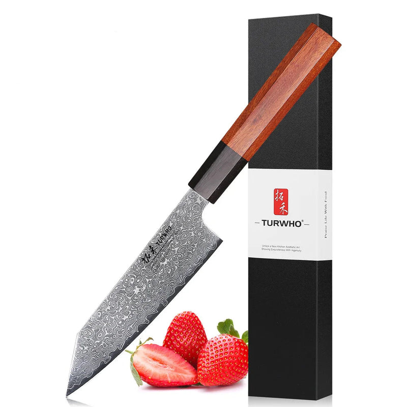 Cuchillo utilitario japonés de 5 pulgadas de acero de Damasco forjado a mano con mango clásico octogonalCuchillosHome & Garden > Kitchen & Dining > Kitchen Tools & Utensils > Kitchen Knives