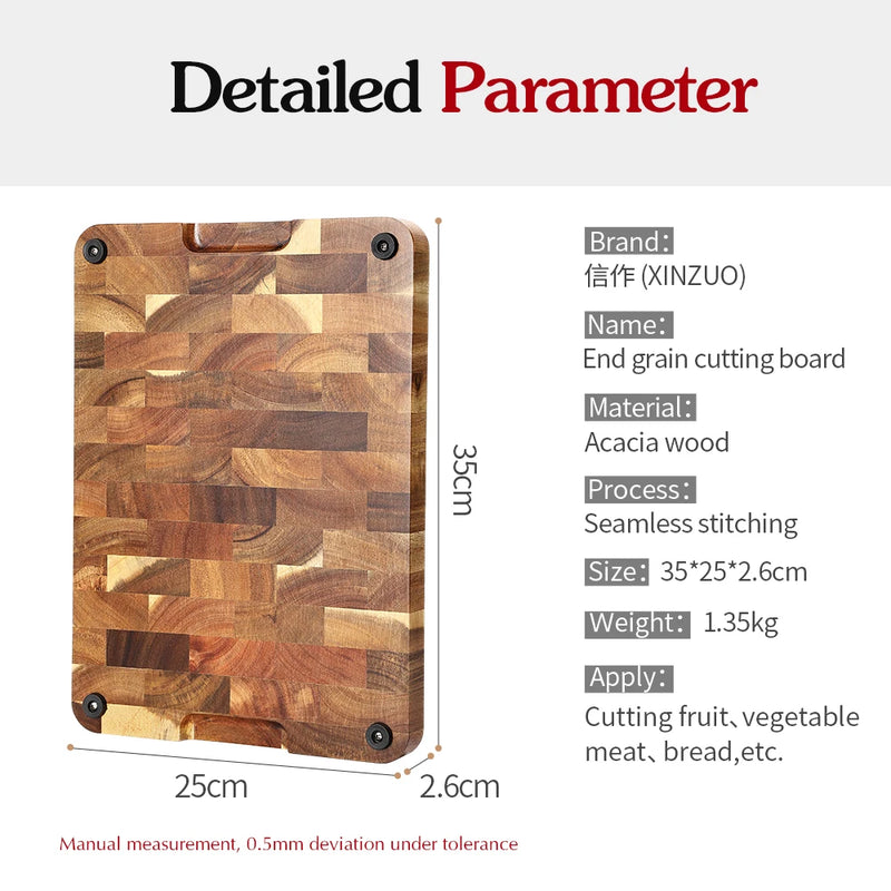 Tabla de cortar de madera de acacia 35 × 25 cm | Bloque de cocina antideslizante para pan, fruta, carne y verdurasTablas de cortarHome & Garden > Kitchen & Dining > Kitchen Tools & Utensils > Cutting Boards