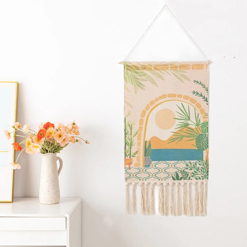 Tapiz de macramé para colgar en la pared estilo bohemioCuadros