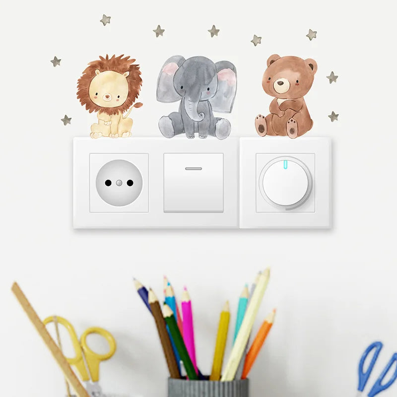 Pegatinas de interruptor con dibujos de animales Set 6 unidadesAdhesivos