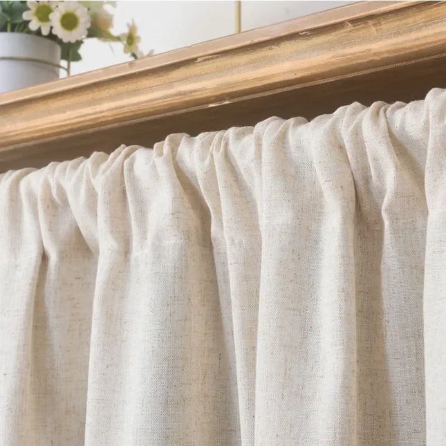 Short linen effect kitchen curtains