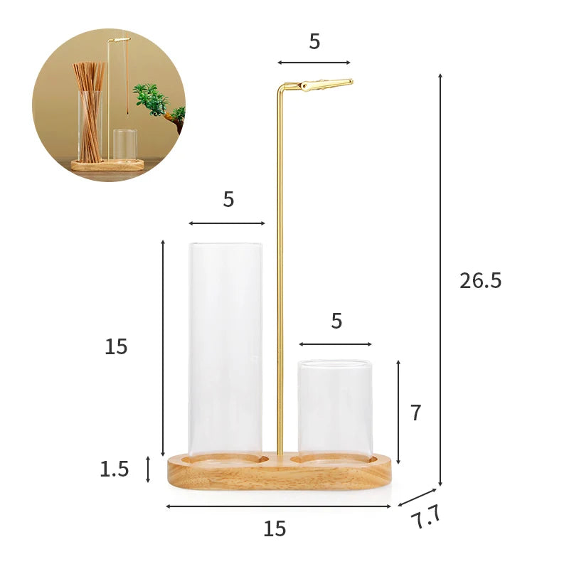 Porta inciensos 2 en 1 con recogecenizas de vidrio y organizadorAmbientadoresHome & Garden > Decor > Home Fragrance Accessories > Incense Holders