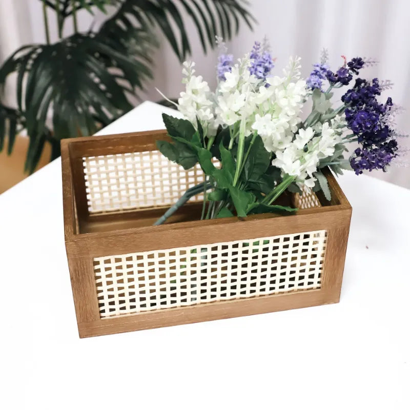 panier de rangement en bois vintage