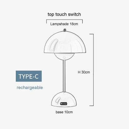 Lámpara de mesa moderna LED recargable tipo C