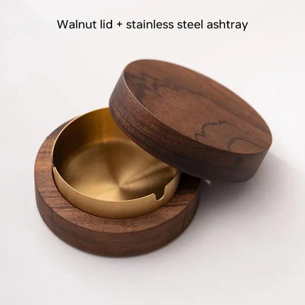 Wooden ashtray with lid