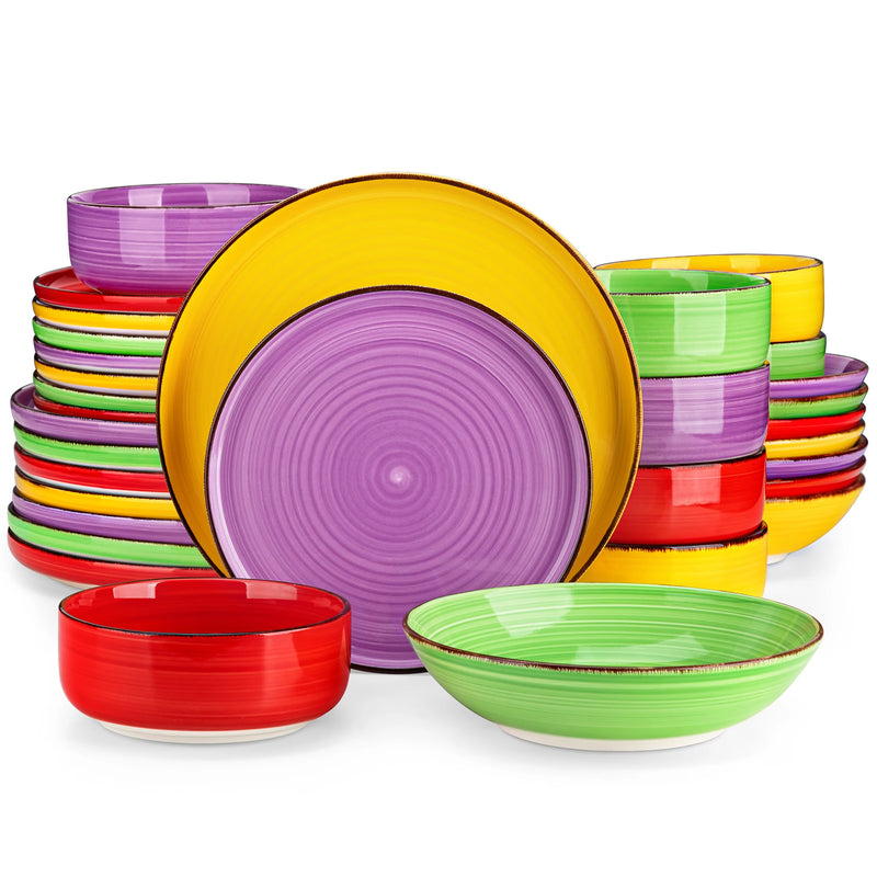 Juego de vajilla de cerámica multicolor 16/32 piezas pintadas a mano con platos y cuencosVajillas completasHome & Garden > Kitchen & Dining > Tableware > Dinnerware > Dinnerware Sets