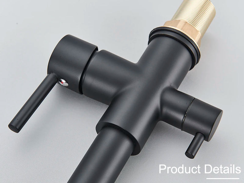 Grifo de cocina negro mate con filtro y doble manijaGrifosHardware > Plumbing > Plumbing Fixtures > Faucets > Kitchen Sink Faucets