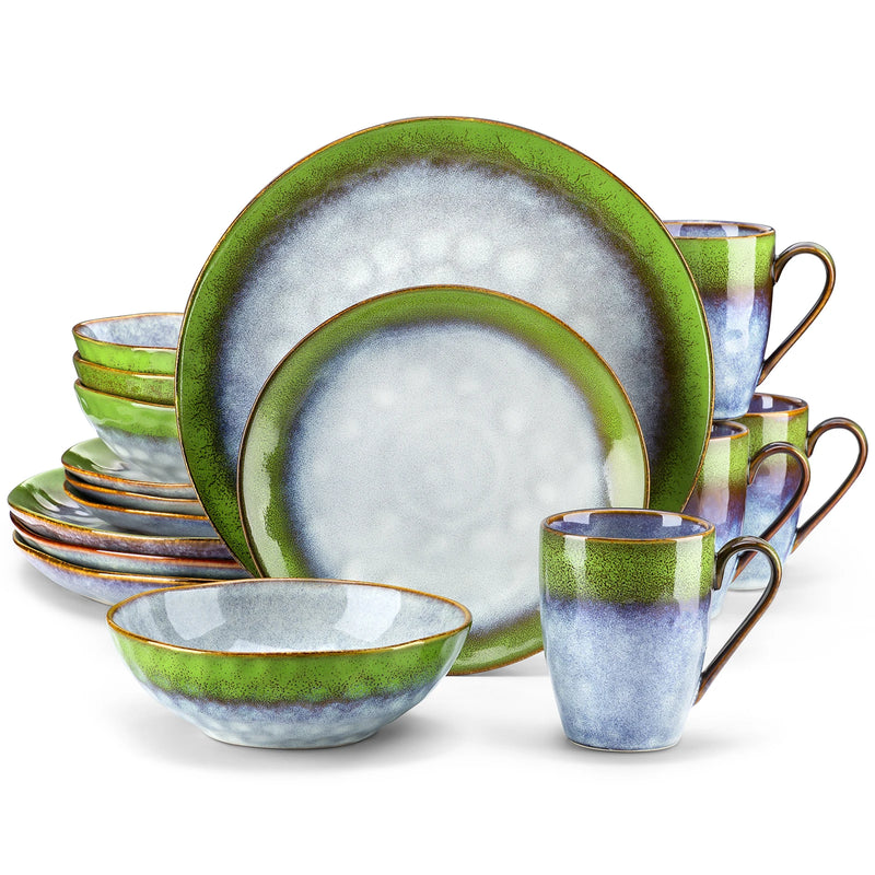 Vajilla Vancasso “Starry” 16/32/48 piezas | gres con esmalte reactivo rojo/verde (kiln change)Vajillas completasHome & Garden > Kitchen & Dining > Tableware > Dinnerware > Dinnerware Sets