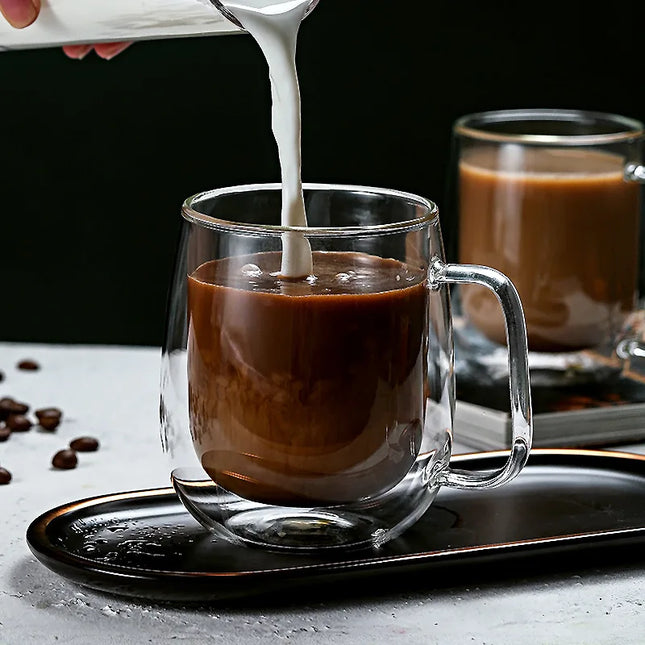 Tasse en verre borosilicaté double résistant à la chaleur