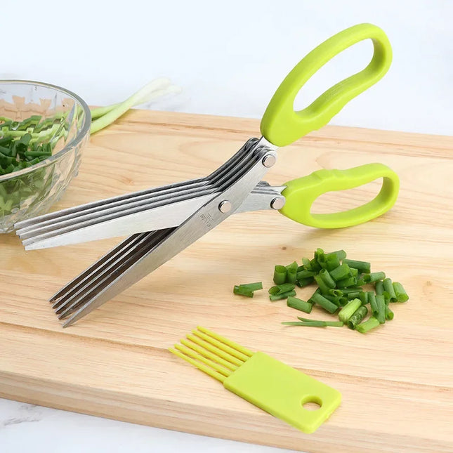 Tijeras de cocina multifuncionales de 5 hojas | Cortador de hierbas y cebollino en acero inoxidableTijerasHome & Garden > Kitchen & Dining > Kitchen Tools & Utensils > Kitchen Shears