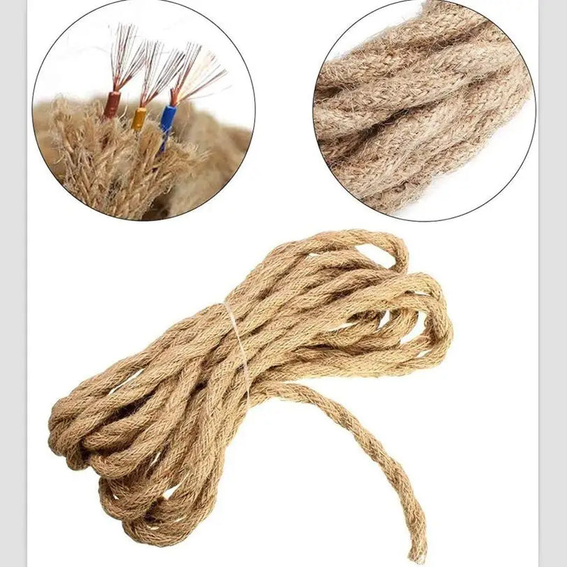 Cable eléctrico retro de cáñamo trenzado 2/3 núcleos | Conductor de cobre, estilo vintage para lámparas y decoraciónCablesHardware > Power & Electrical Supplies > Electrical Wires & Cable