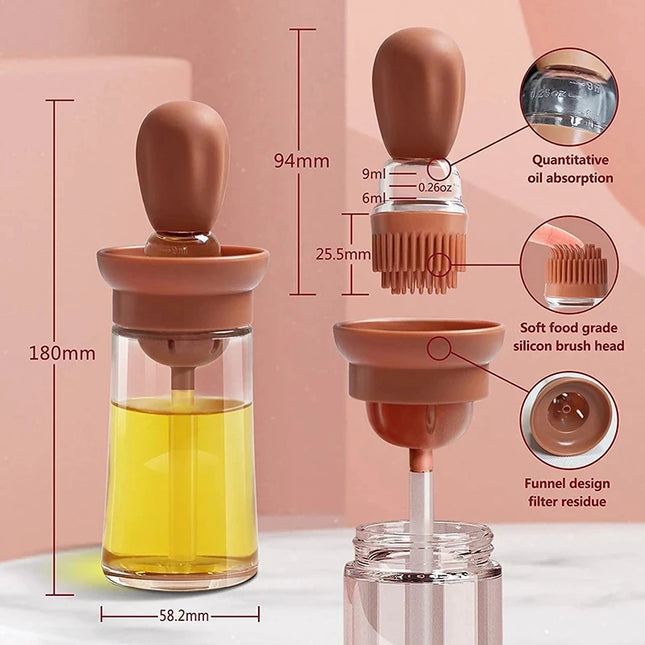 Oil bottle with silicone brush for kitchen