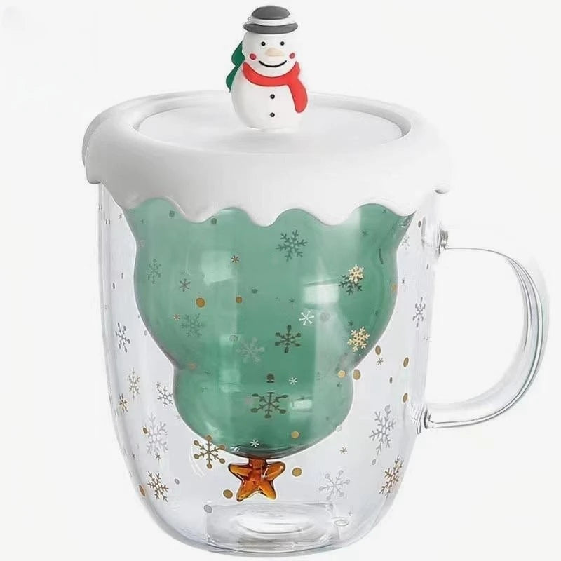 Taza creativa de árbol de Navidad con tapa