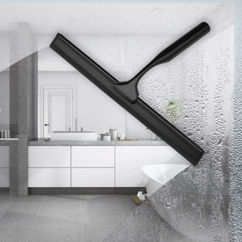 Escobilla de goma negra de 10", 12" o 14" | Raspador de ducha y ventanas de silicona con soportes y recambio, mango de acero inoxidableEscobillasHome & Garden > Household Supplies > Household Cleaning Supplies > Scrub Brushes