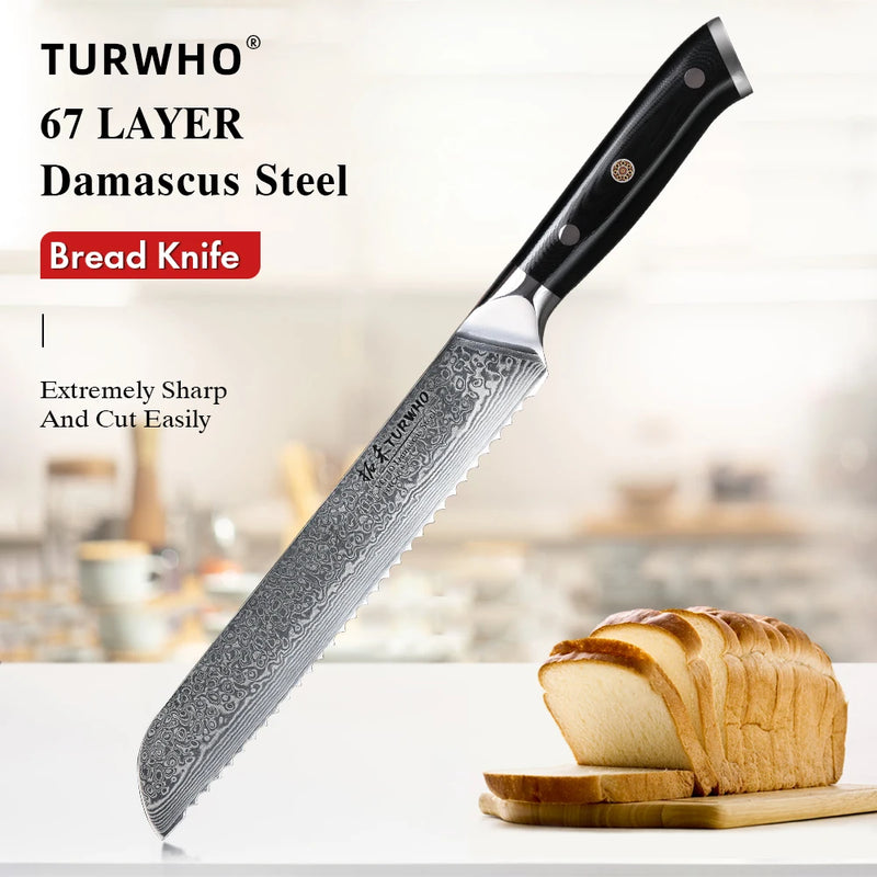 Cuchillo de pan profesional de acero de Damasco 8" con mango G10CuchillosHome & Garden > Kitchen & Dining > Kitchen Tools & Utensils > Kitchen Knives > Bread Knives